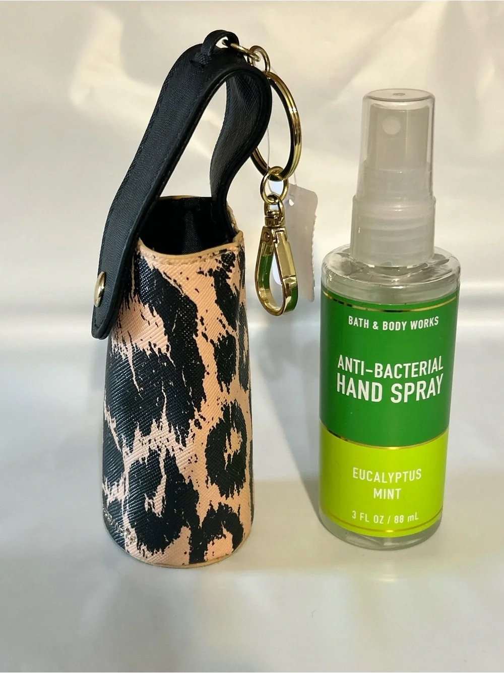 Bath & Body Works Animal Print Keychain Holder & Eucalyptus Hand Spray
